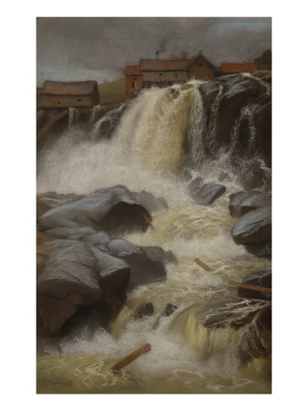 Haug Falls, Modum, 1883 (Pastel On Paper) by Fritz Thaulow Pricing Limited Edition Print image