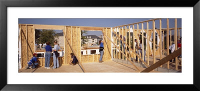 Group Of Construction Workers Building A House, Virginia, Usa by Panoramic Images Pricing Limited Edition Print image