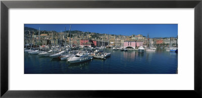 Boats At A Harbor, Porto Antico, Genoa, Italy by Panoramic Images Pricing Limited Edition Print image