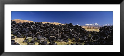 Used Tires On A Landscape, La Sal Mountains, Moab, Utah, Usa by Panoramic Images Pricing Limited Edition Print image