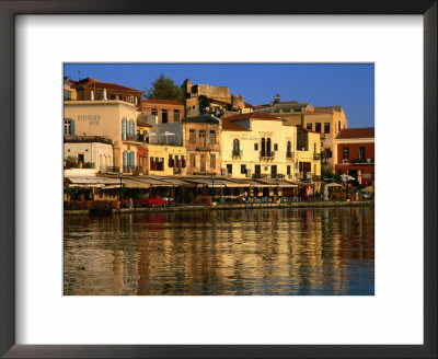 Morning Sunlight On Buildings On Harbour Hania, Crete, Greece by Glenn Beanland Pricing Limited Edition Print image