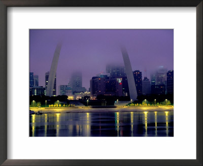 City Skyline In Fog, With Gateway Arch And Mississippi River, St. Louis, Missouri by John Elk Iii Pricing Limited Edition Print image