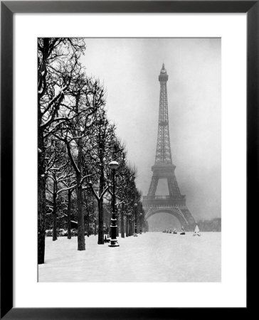 Heavy Snow Blankets The Ground Near The Eiffel Tower by Dmitri Kessel Pricing Limited Edition Print image