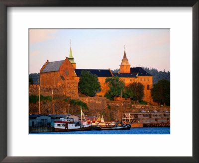 Boats Moored Below Akershus Fort And Castle, Oslo, Norway by Anders Blomqvist Pricing Limited Edition Print image