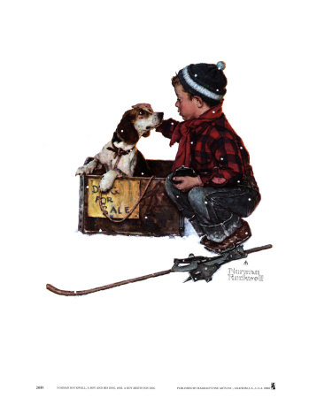 Boy Meets His Dog by Norman Rockwell Pricing Limited Edition Print image