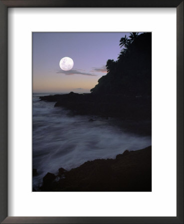 Twilight Over The Coastal Te Pari Cliffs In Tahiti, Tahiti, The French Polynesia by Mark Daffey Pricing Limited Edition Print image