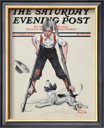 Boy On Stilts by Norman Rockwell Pricing Limited Edition Print image