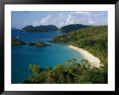 An Aerial View Of A White Sand Beach And Small Islands In Blue Water by Raul Touzon Pricing Limited Edition Print image