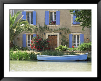 Boat Moored Alongside House On The Bank Of The Canal Du Midi, Aude, France by Ruth Tomlinson Pricing Limited Edition Print image