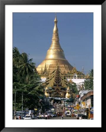 Shwedagon Paya (Pagoda), Buddhist Temple Seen From Yangon Road, Yangon (Rangoon), Myanmar (Burma) by Tony Waltham Pricing Limited Edition Print image