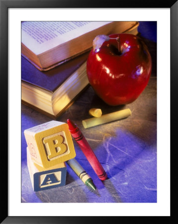 Crayons, Letter Blocks, Apple And Books by Eric Kamp Pricing Limited Edition Print image