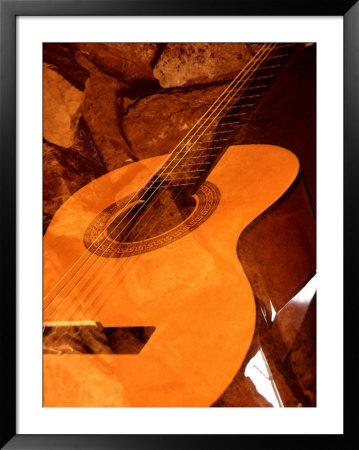Double Exposure Of Guitar And Rocks by Janell Davidson Pricing Limited Edition Print image