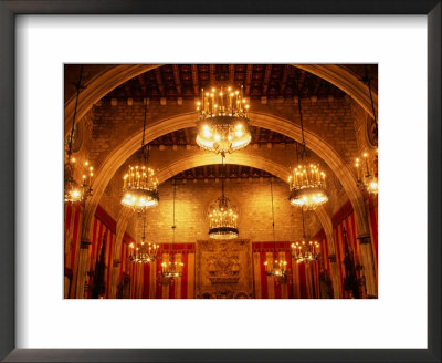 Chandeliers In Court Room Of Ayuntamiento (Town Hall), Barcelona, Spain by Bill Wassman Pricing Limited Edition Print image