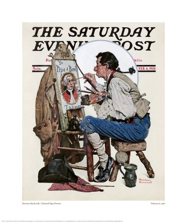 Colonial Sign Painter by Norman Rockwell Pricing Limited Edition Print image