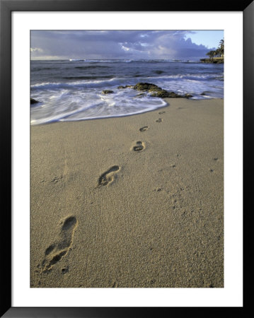 Footprints In The Sand, Turtle Bay Resort Beach, Northshore, Oahu, Hawaii, Usa by Darrell Gulin Pricing Limited Edition Print image