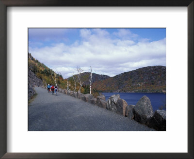 Biking On Carriage Roads, Jordan Pond And The Bubbles, Maine, Usa by Jerry & Marcy Monkman Pricing Limited Edition Print image
