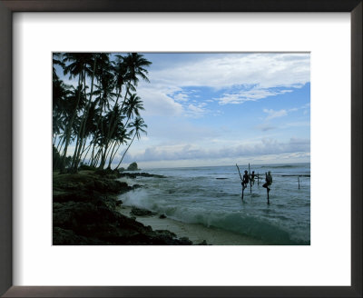 Stilt Fishermen Fishing From Their Poles Between Unawatuna And Weligama, Sri Lanka by Yadid Levy Pricing Limited Edition Print image