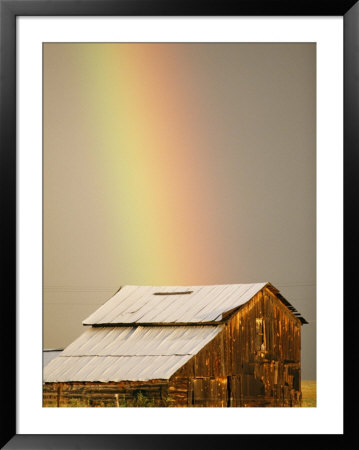 A Rainbow Arches From The Sky Onto A Barn by Michael S. Lewis Pricing Limited Edition Print image
