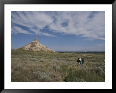 Hikers View Chimney Rock, An Historic Landmark Along The Oregon Trail by Michael S. Lewis Pricing Limited Edition Print image
