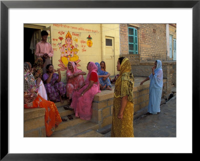 Hindu Women In Saris Talk On Porch, Rajasthan, India by John & Lisa Merrill Pricing Limited Edition Print image