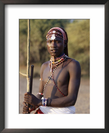 Young Masai Morani Or Warrior With Henna-Ed Hair And Beadwork, Laikipia, Kenya, East Africa, Africa by Louise Murray Pricing Limited Edition Print image
