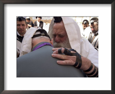 Man Being Blessed At The Western Wailing Wall, Old Walled City, Jerusalem, Israel, Middle East by Christian Kober Pricing Limited Edition Print image