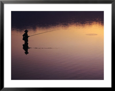 Fisherman Silhouetted At Sunrise, Sanur, Bali, Indonesia by Richard I'anson Pricing Limited Edition Print image