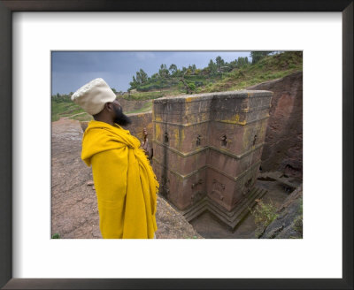 Priest Outside The Sunken Rock Hewn Church Of Bet Giyorgis, Lalibela, Ethiopia by Gavin Hellier Pricing Limited Edition Print image