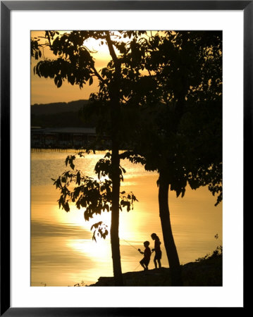 Kids Fishing At Sunset by Gayle Harper Pricing Limited Edition Print image