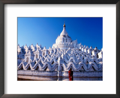 Buddhist Monk Contemplating Hsinbyume Paya, Mingun, Mandalay, Myanmar by Stu Smucker Pricing Limited Edition Print image