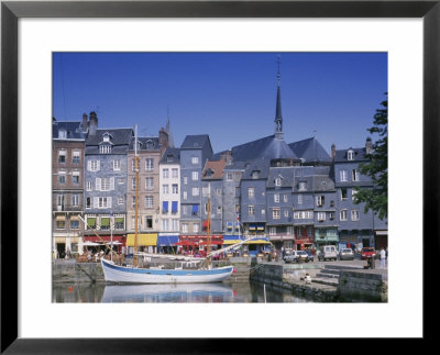 Old Harbour, St. Catherine's Quay And Spire Of St. Catherine's Church Behind, Honfleur, France by Guy Thouvenin Pricing Limited Edition Print image