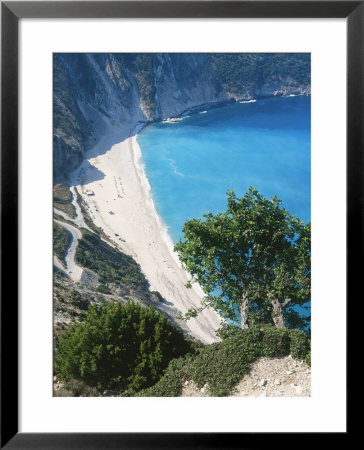 Kefalonia, View South From Cliff Tops Over White-Pebbled Beach At Myrtos by Ian West Pricing Limited Edition Print image