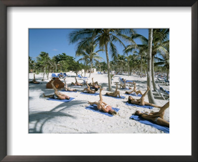 Yoga On The Beach, Cancun, Quintana Roo, Yucatan, Mexico, North America by Adina Tovy Pricing Limited Edition Print image
