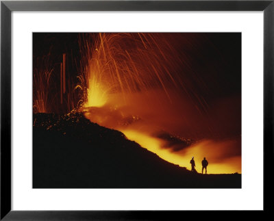 Scientists Stand Close To The Action During Etnas 2002 Eruption by Peter Carsten Pricing Limited Edition Print image