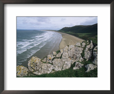 Looking From The Cliffs At Rhossili, Towards Llangennith At Far West Of The Gower Peninsula, Wales by Robert Francis Pricing Limited Edition Print image