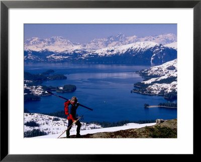 Cross Country Skier With Lake And Mountains In Background by Mark Newman Pricing Limited Edition Print image