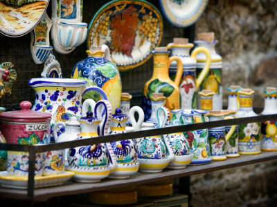 Hand-Made Pottery Outside Of The Leoncini Luciano E Daniele Store In San Gimignano, Italy by Robert Eighmie Pricing Limited Edition Print image