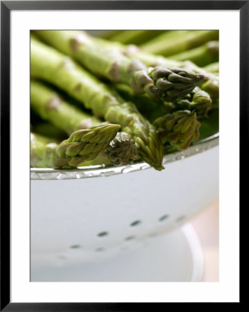 Asparagus, Washed Green Asparagus Spears In A Colander by Susie Mccaffrey Pricing Limited Edition Print image