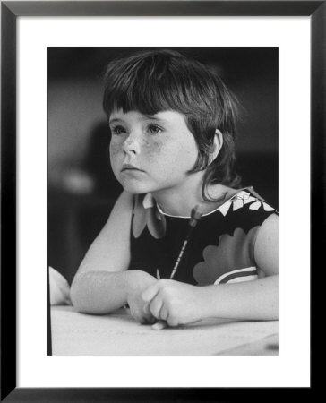 First Grader Lori Dewilkens Learning At Calumet School by Leonard Mccombe Pricing Limited Edition Print image