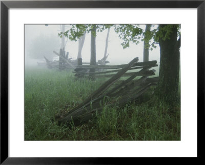 Heavy Fog Hangs Over Split Rail Fences In Early Morning by Stephen St. John Pricing Limited Edition Print image