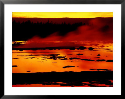 Vapor Flows From Grand Geyser At Sunset, Yellowstone National Park, Wyoming, Usa by Nancy & Steve Ross Pricing Limited Edition Print image