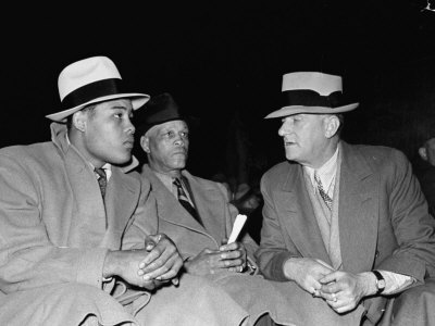 Boxing Promoter Mike Jacobs, Talking With Boxer Joe Louis by Carl Mydans Pricing Limited Edition Print image