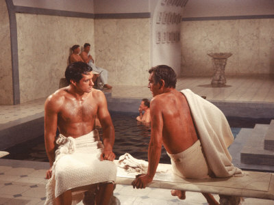 Actors John Gavin As Caesar And Sir Laurence Olivier As Crassus In A Scene From The Film Spartacus by J. R. Eyerman Pricing Limited Edition Print image