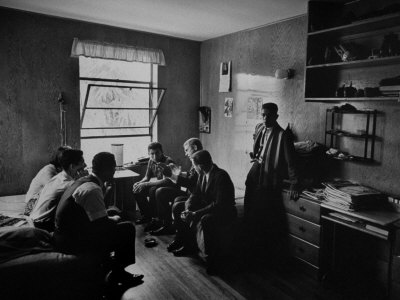 Actor Steve Mcqueen In His Old Room At Boys Republic, With Youngsters by John Dominis Pricing Limited Edition Print image