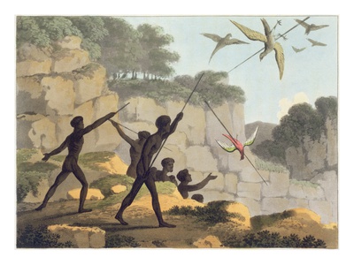 Throwing The Spear, Aborigines Hunting Birds From New South Wales Engraved By Matthew Dubourg by John Heaviside Clark Pricing Limited Edition Print image