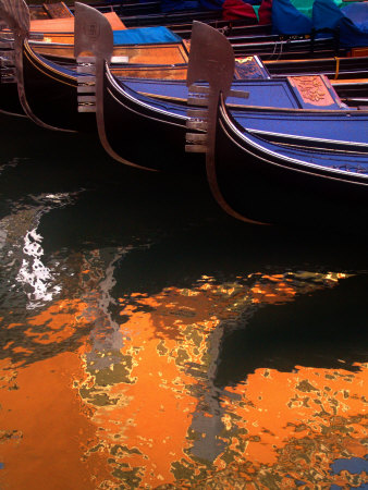 Moored Gondolas In Venice, Italy by Images Monsoon Pricing Limited Edition Print image