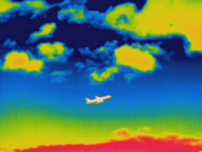 Thermal Imagery Of An Airplane In Flight by Tyrone Turner Pricing Limited Edition Print image