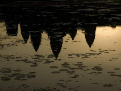 Reflection Of Building In Water With Lily Pads by Scott Stulberg Pricing Limited Edition Print image