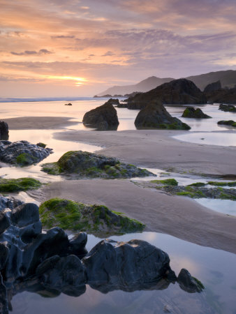 Rockpools And Sand At Combesgate Beach In North Devon, England, United Kingdom, Europe by Adam Burton Pricing Limited Edition Print image