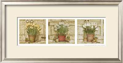 Potted Flowers, Three Panels Iii by Herve Libaud Pricing Limited Edition Print image